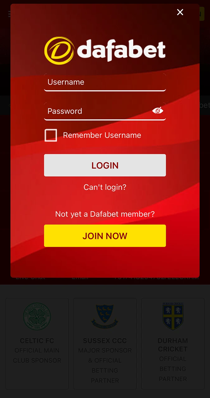The prerequisite for withdrawal is to log in to an account on the Dafabet website.